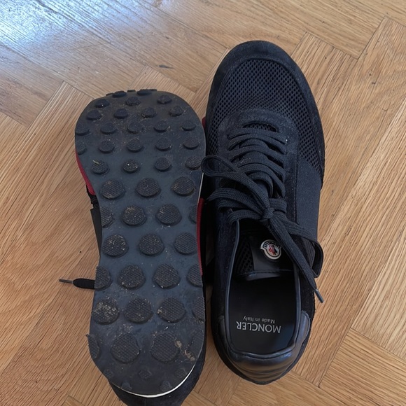 *SOLD* Moncler Mens Suede and Mesh Sneakers in Black with red accents - Picture 5 of 5